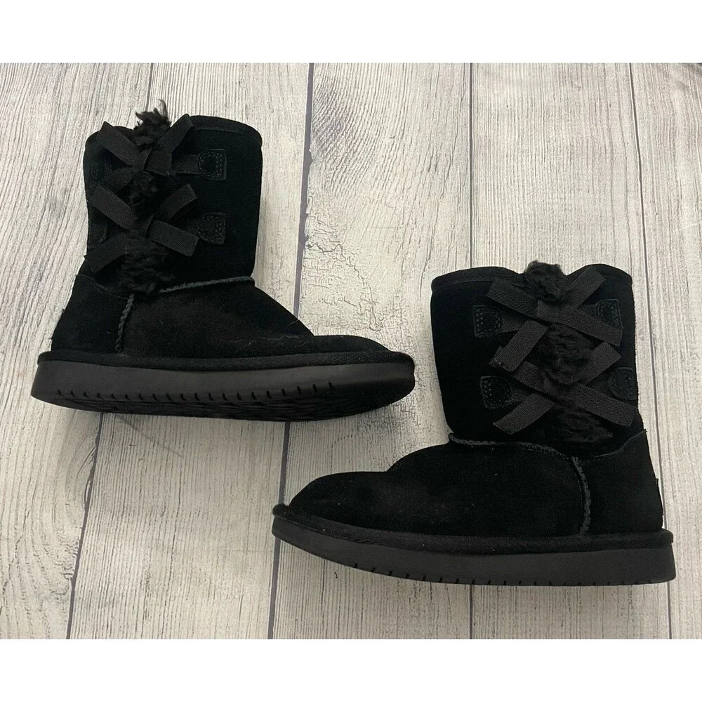 Black Ugg Uggs Koolaburra Little Girl Toddler Winter Boots, Size Youth 12